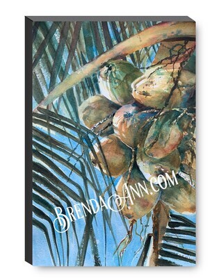 Tropical Bunch of Coconuts  Canvas Gallery Wrapped Print - Watercolor Art - Ready to hang on a wall