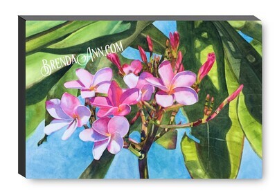 Pink Plumeria Floral Canvas Gallery Wrapped Print - Watercolor Art - Ready to hang on a wall