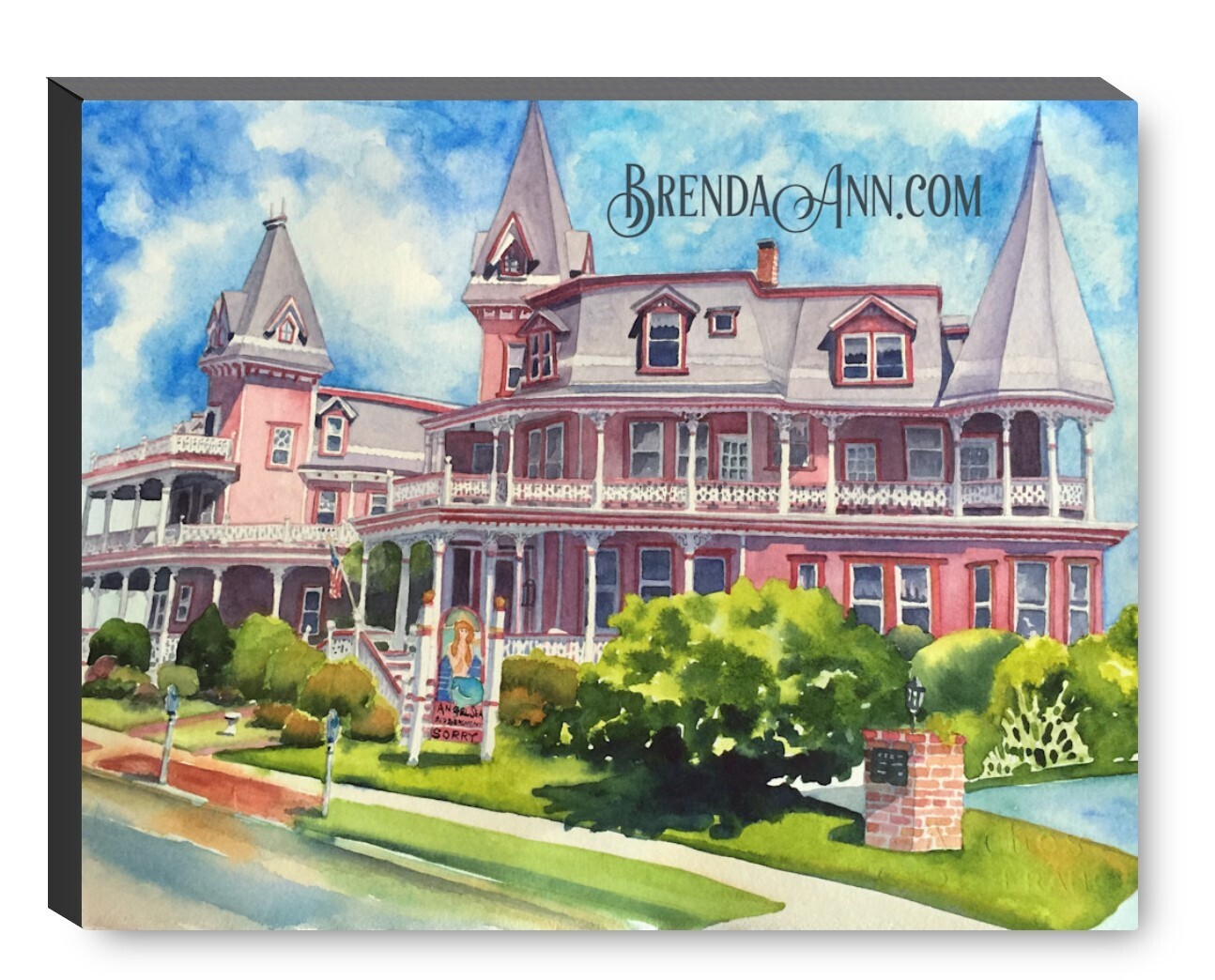 Angel of the Sea Watercolor Print - 1.25" Deep Canvas Gallery Wrapped Cape May New Jersey Beach House Art Gift