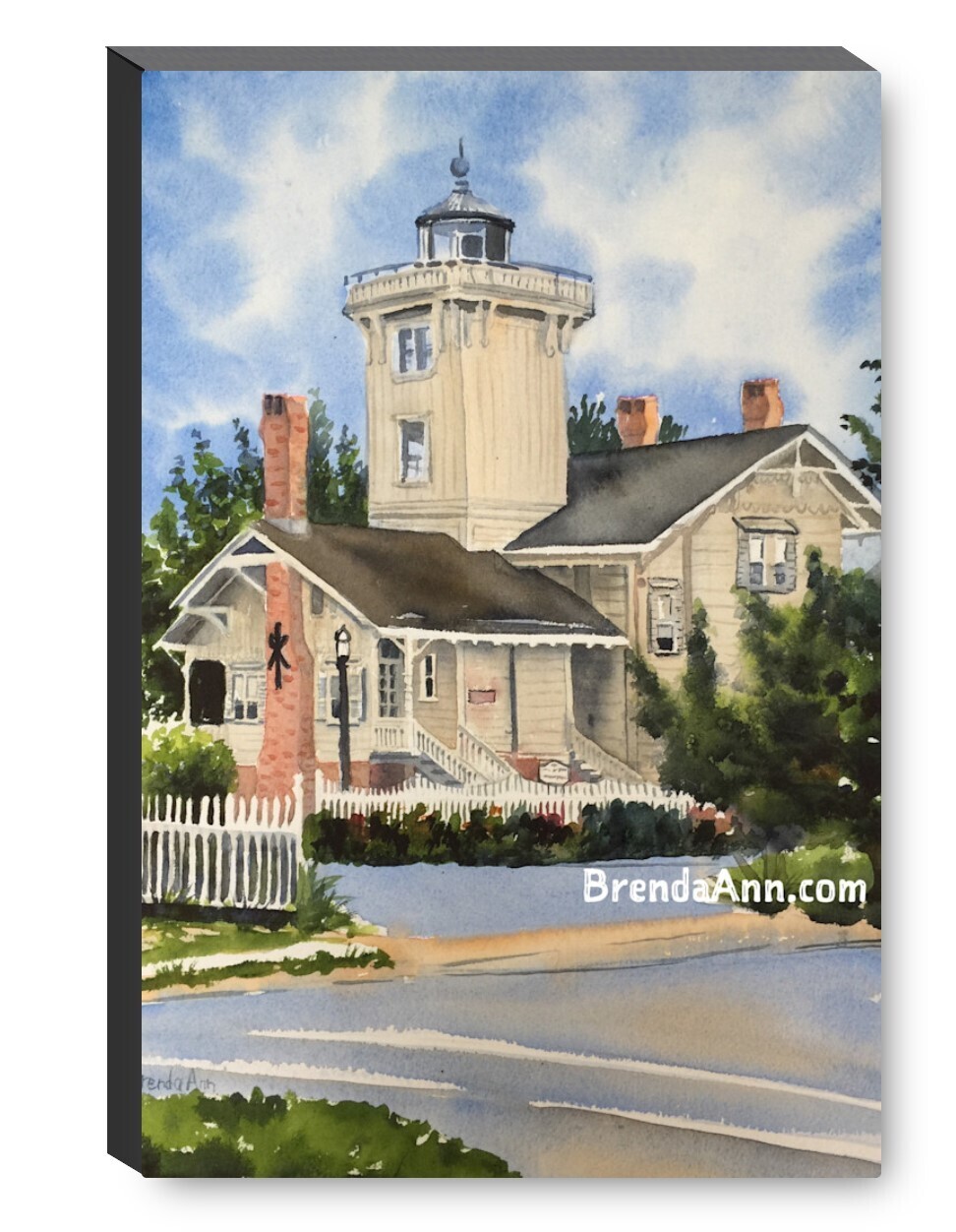 Hereford Inlet Lighthouse in North Wildwood NJ Canvas Gallery Wrapped Print - Watercolor Art - Ready to hang on a wall