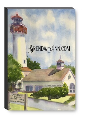 Cape May Lighthouse in Cape May NJ Canvas Gallery Wrapped Print - Watercolor Art - Ready to hang on a wall