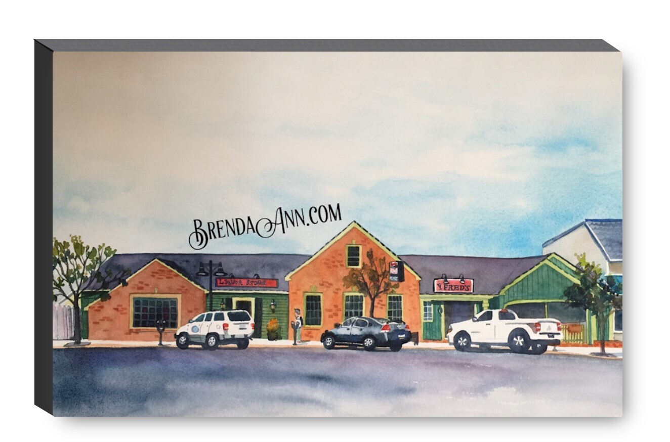 Fred's Tavern Watercolor Print - 1.25" Deep Canvas Gallery Wrapped Stone Harbor New Jersey Beach House Art Gift