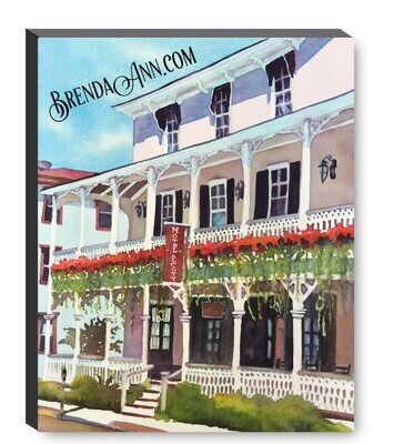 Hotel Alcott in Cape May NJ Canvas Gallery Wrapped Print - Watercolor Art - Ready to hang on a wall
