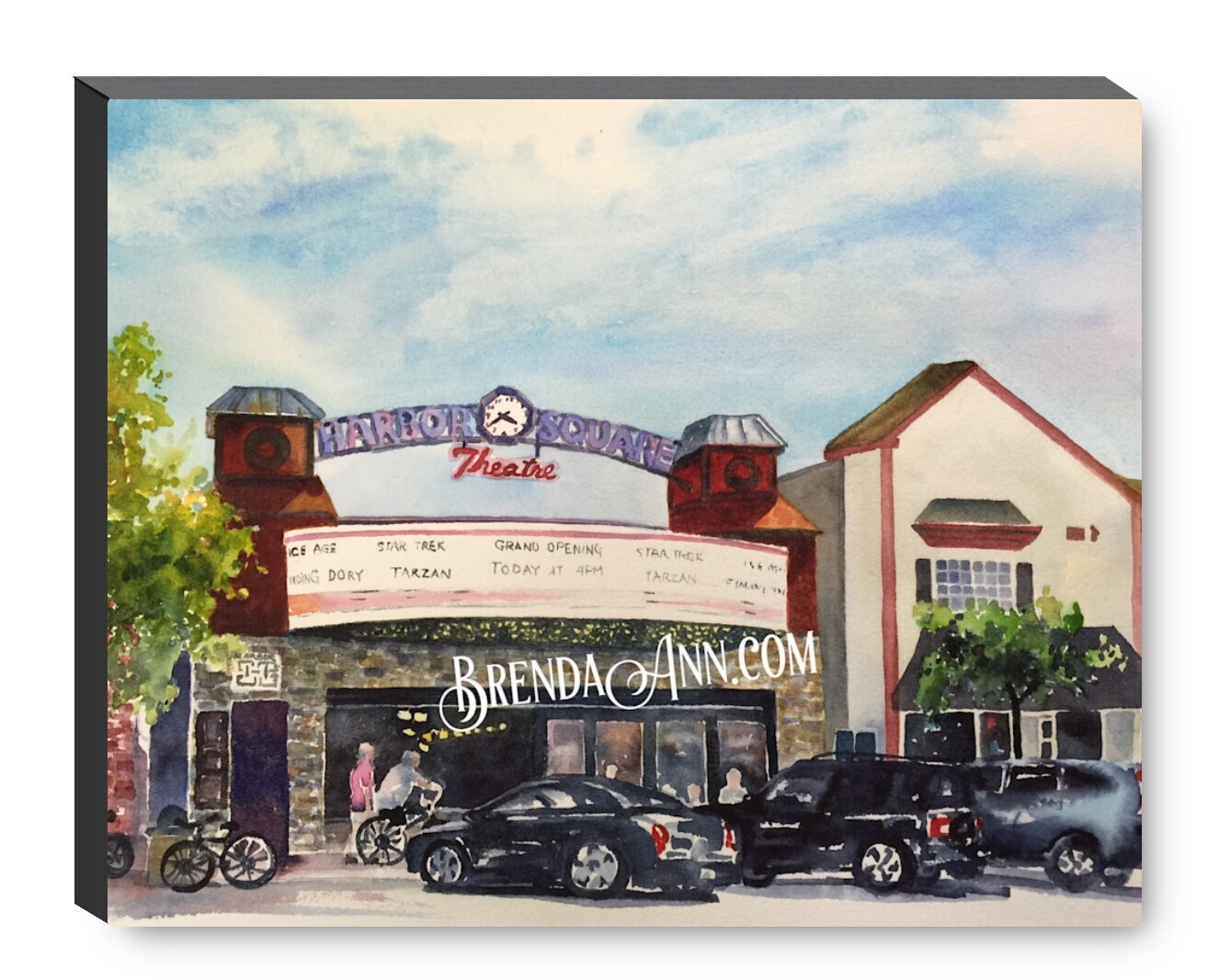 Harbor Square Theatre Watercolor Print - 1.25" Deep Canvas Gallery Wrapped Stone Harbor New Jersey Beach House Art Gift