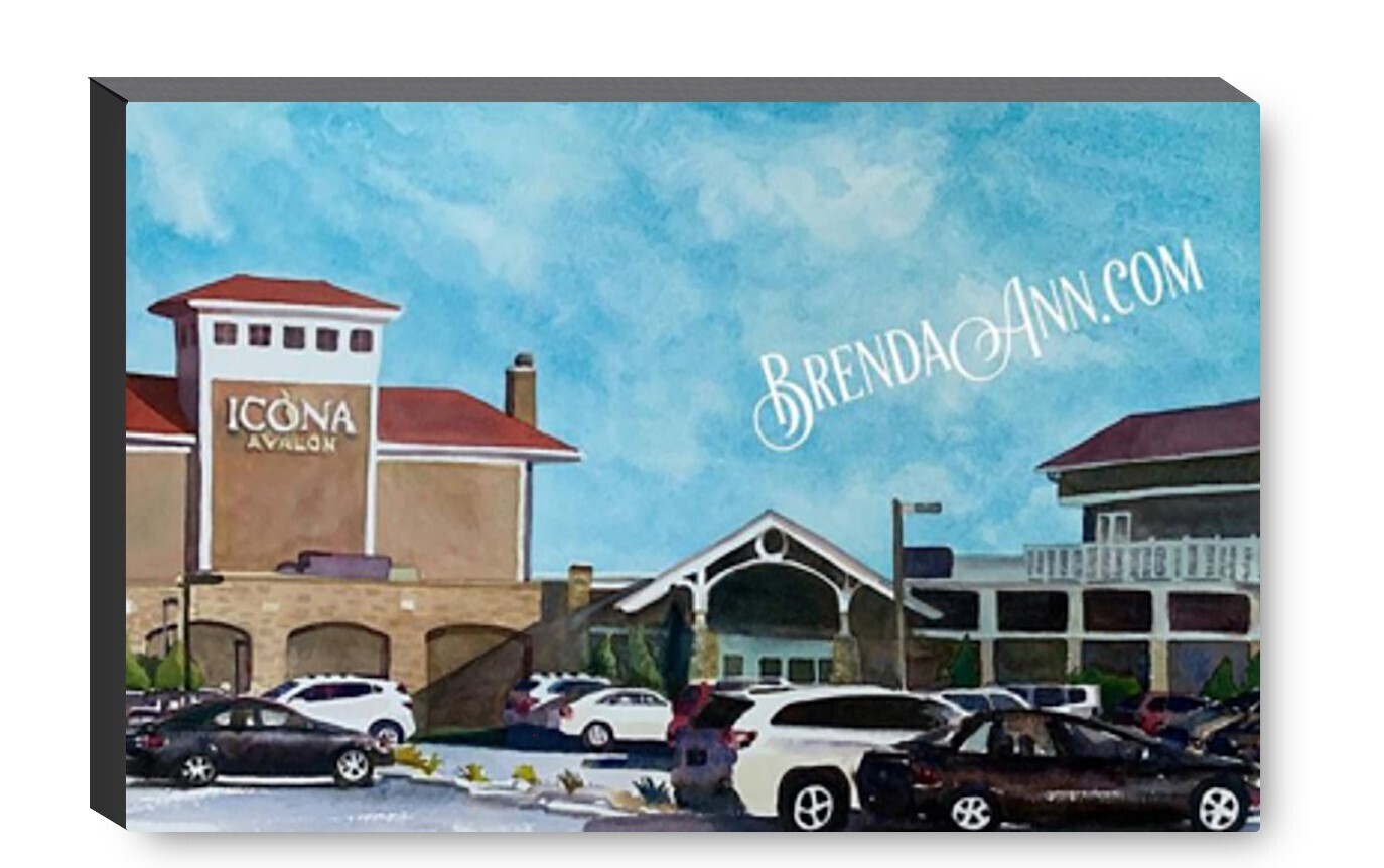 ICONA Avalon Watercolor Print - 1.25" Deep Canvas Gallery Wrapped Avalon New Jersey Beach House Art Wedding Gift