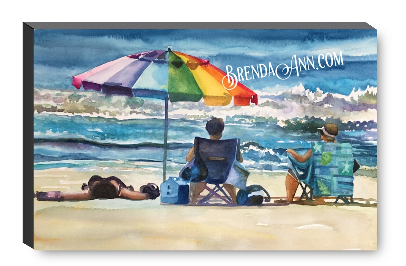 Stone Harbor Beach Watercolor Print - 1.25" Deep Canvas Gallery Wrapped Stone Harbor New Jersey Beach House Art Gift