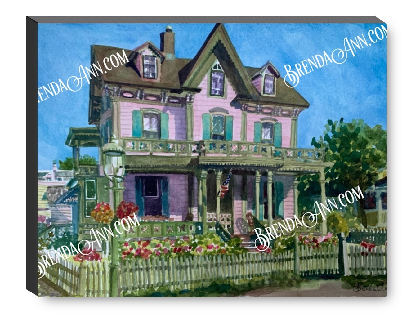 J. Spicer Leaming House in Cape May NJ Canvas Gallery Wrapped Print - Watercolor Art - Ready to hang on a wall