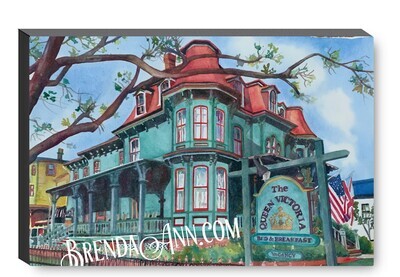 Queen Victoria Bed and Breakfast Cape May Canvas Gallery Wrapped Print - Watercolor Art - Ready to hang on a wall