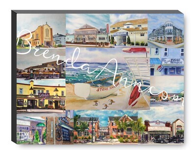 Stone Harbor NJ Watercolor Print - 1.25" Deep Canvas Gallery Wrapped New Jersey Beach House Art Wedding Gift