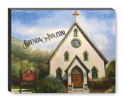 St. Agnes Church in Cape May NJ Canvas Gallery Wrapped Print - Watercolor Art - Ready to hang on a wall