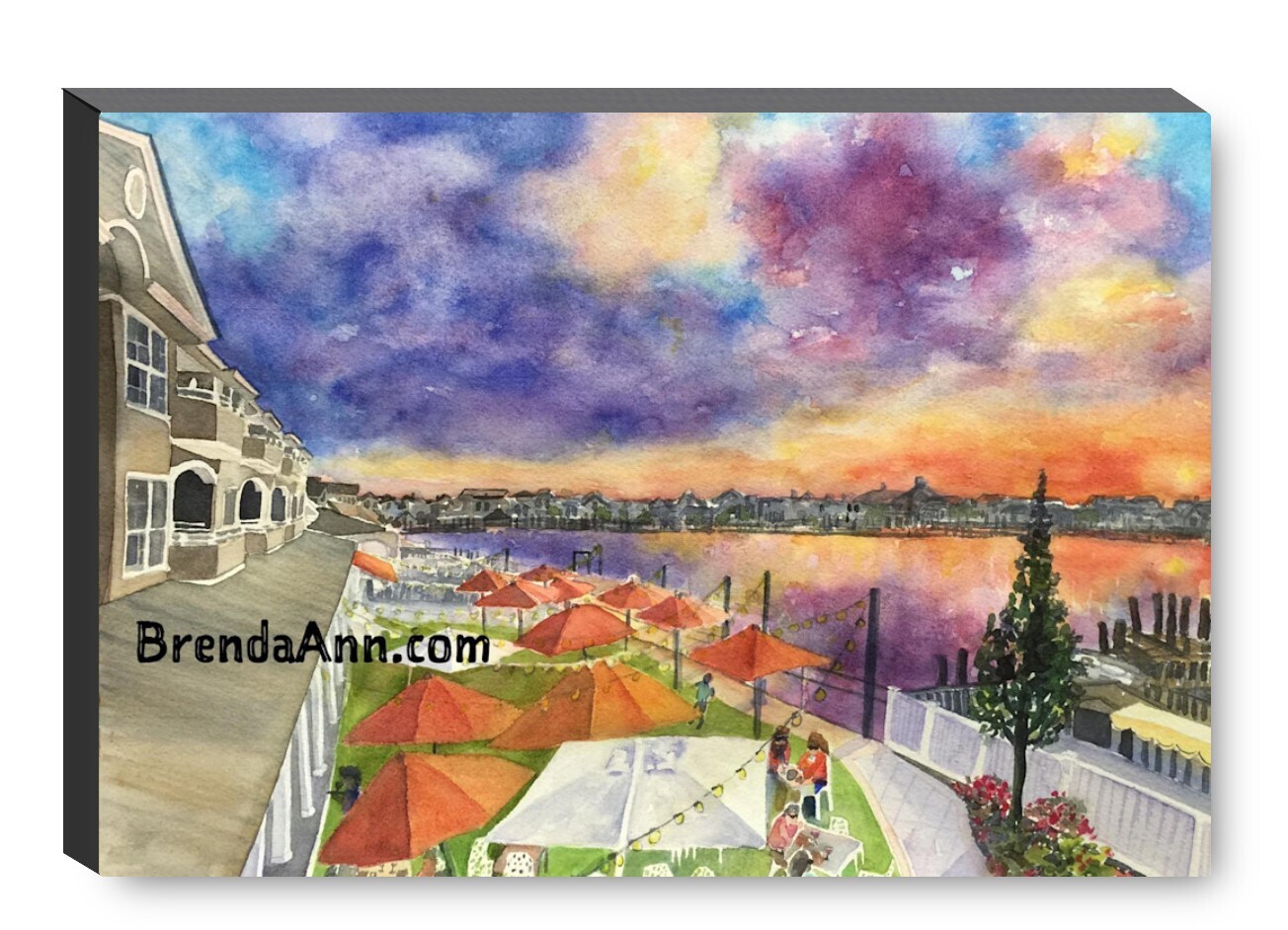 The Reeds at Shelter Haven Watercolor Print - 1.25" Deep Canvas Gallery Wrapped Stone Harbor New Jersey Beach House Art Gift