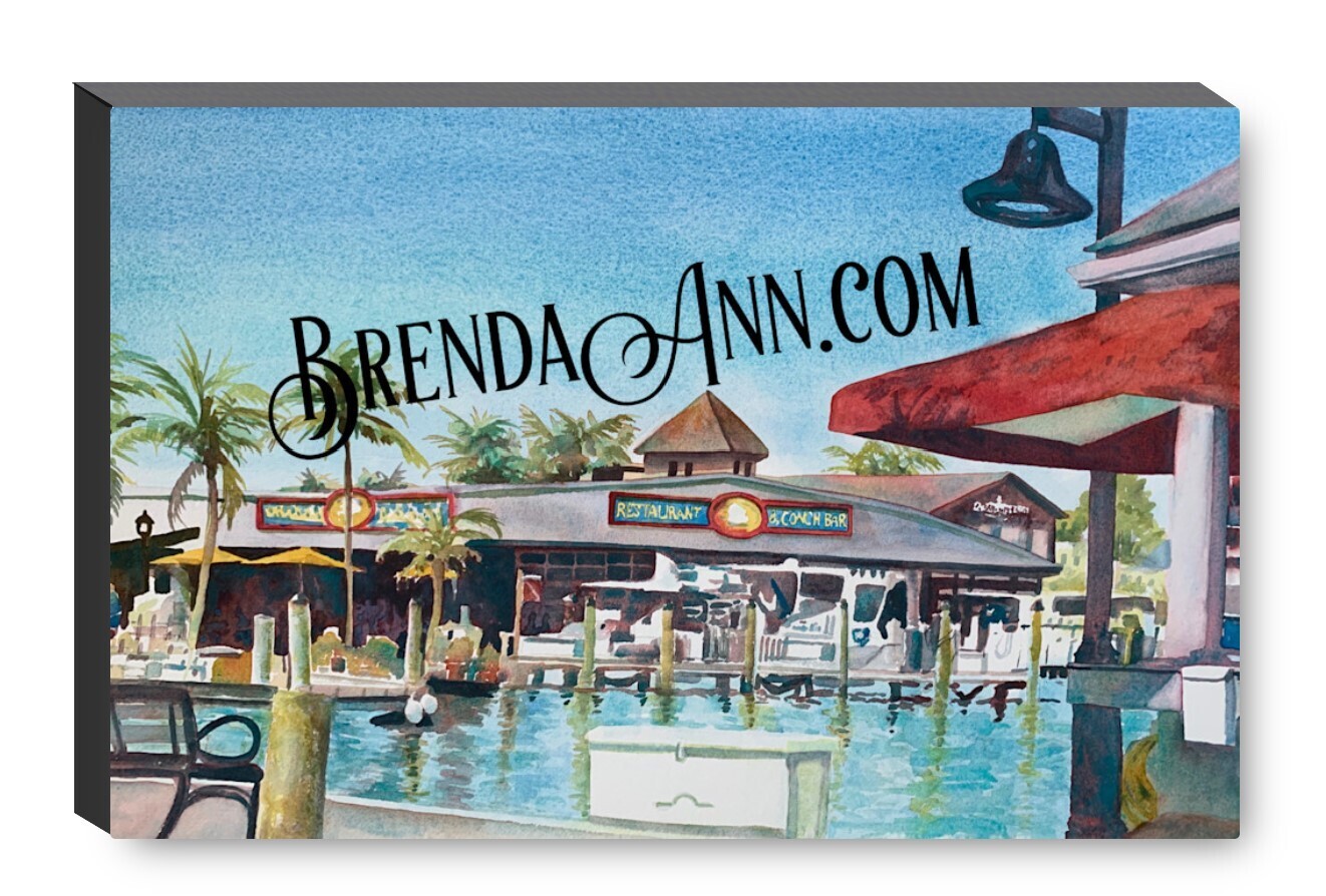 Conch Republic Seafood Company Restaurant Key West Canvas Gallery Wrapped Print - Watercolor Art - Ready to hang on a wall