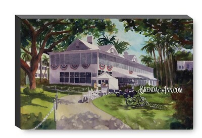 Harry S. Truman Little White House Watercolor Print - 1.25" Deep Canvas Gallery Wrapped Key West Florida Keys Art Gift