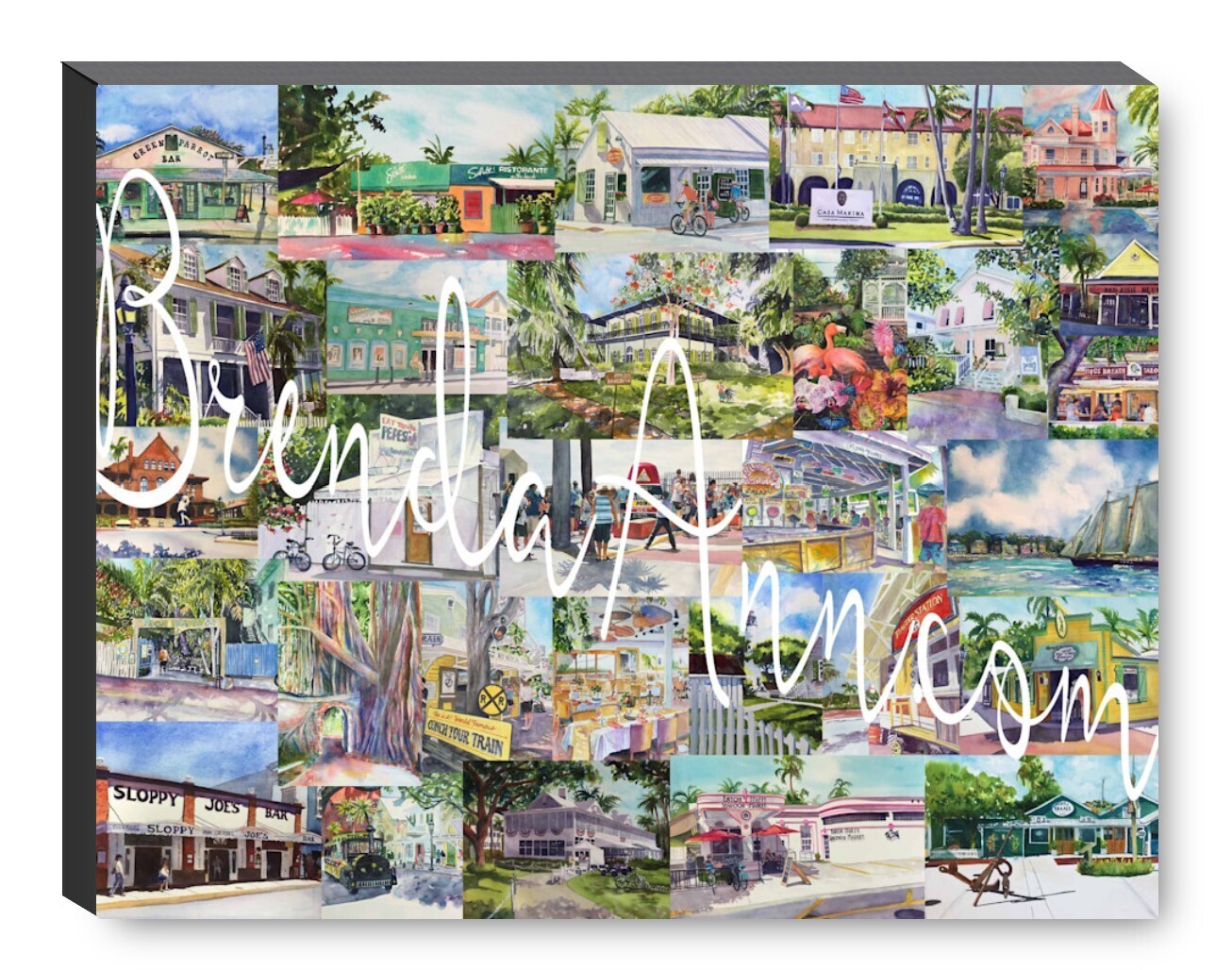 Key West Watercolor Print - 1.25" Deep Canvas Gallery Wrapped Key West Florida Keys Beach House Art Gift