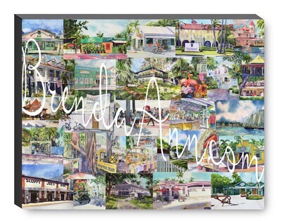 Key West Florida Collage Canvas Gallery Wrapped Print - Watercolor Art - Ready to hang on a wall