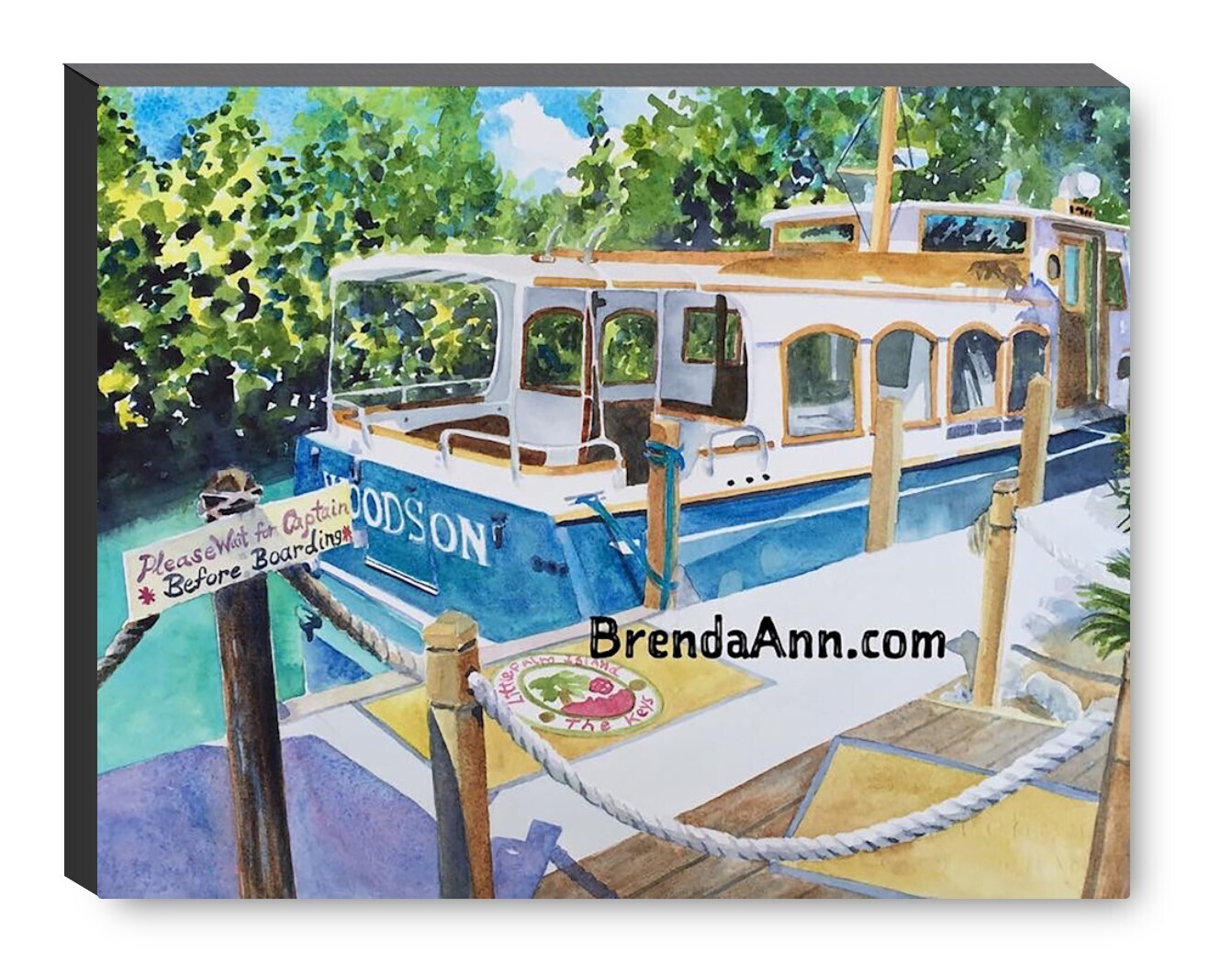 Little Palm Island Resort &amp; Spa Watercolor Print - 1.25" Deep Canvas Gallery Wrapped Little Torch Key Florida Keys Art Gift