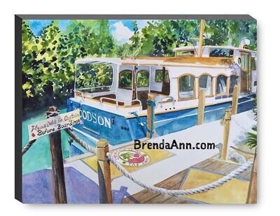 Little Palm Island Resort and Spa Woodson Boat in the Florida Keys Canvas Gallery Wrapped Print - Watercolor Art - Ready to hang on a wall