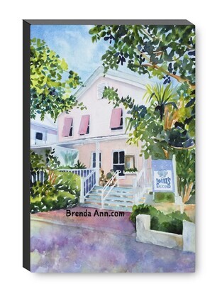 Louie's Backyard (Pink) Key West Gallery Wrapped Print - Watercolor Art - Ready to hang on a wall