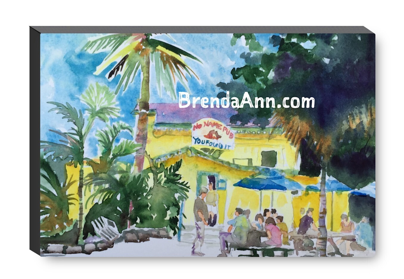 No Name Pub Canvas Gallery Wrapped Print - Watercolor Art - Ready to hang on a wall