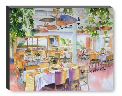 Rooftop Cafe Restaurant Key West Canvas Gallery Wrapped Print - Watercolor Art - Ready to hang on a wall
