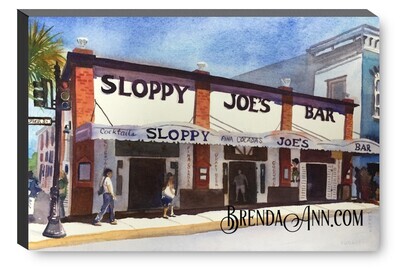 Sloppy Joe's Bar Watercolor Print - 1.25" Deep Canvas Gallery Wrapped Key West Florida Keys Beach House Art Gift