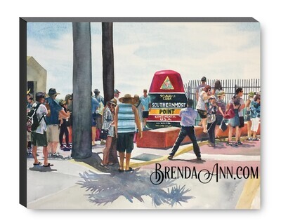 Southernmost Point Key West Canvas Gallery Wrapped Print - Watercolor Art - Ready to hang on a wall