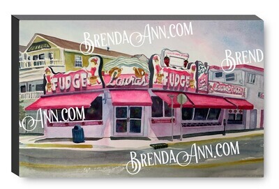 Laura’s Fudge Watercolor Print - 1.25" Deep Canvas Gallery Wrapped Wildwood New Jersey Beach House Art Gift