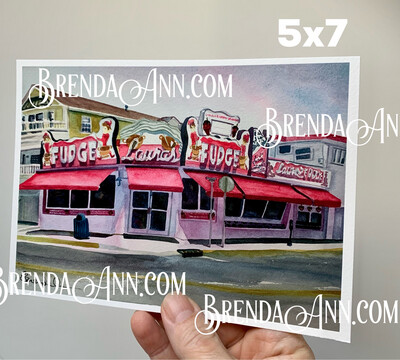 Laura's Fudge watercolor print 5x7 inches Wildwood NJ art