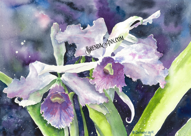 Tropical Flower Art - Purple Orchid Watercolor Print