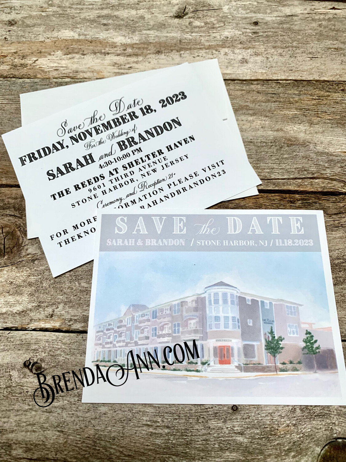 The Reeds At Shelter Haven Stone Harbor NJ Watercolor Wedding Save the Dates