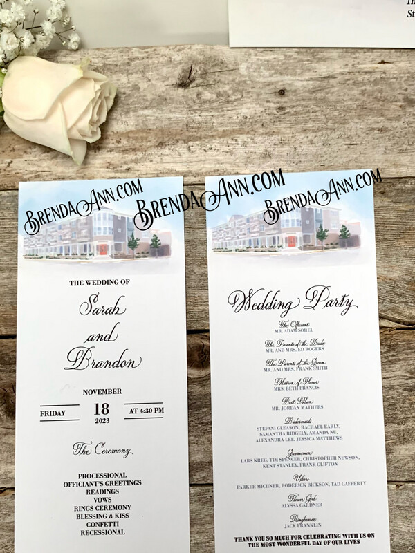 The Reeds At Shelter Haven Stone Harbor NJ Watercolor Wedding Programs
