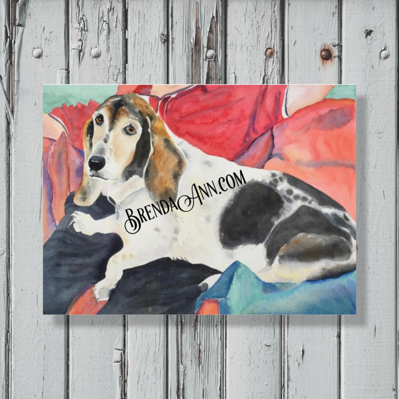 Dog Art - Basset Hound  Archival Watercolor Print 