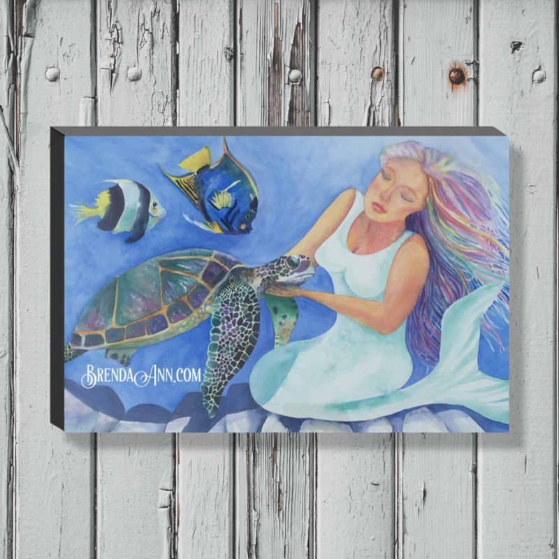 Mermaid Art - Motherly Love Canvas Gallery Wrapped Print