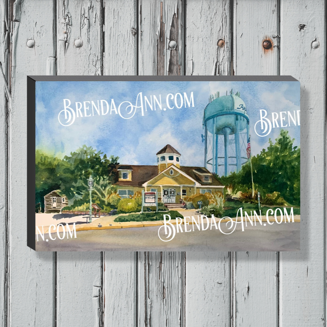 Avalon Art - Avalon NJ History Center and Water Tower Canvas Gallery Wrapped Print