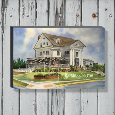 Peter Shields Inn Watercolor Print - 1.25" Deep Canvas Gallery Wrapped Cape May New Jersey Beach House Art Wedding Gift