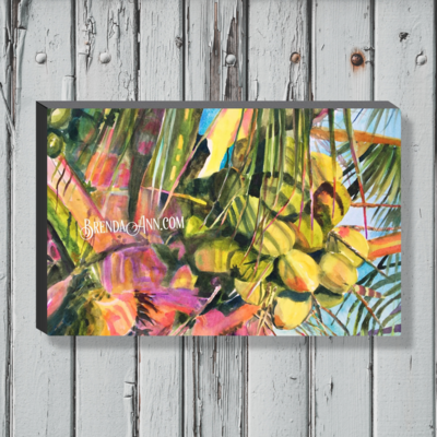 Coconut Palm Tree Watercolor Print - 1.25&quot; Deep Canvas Gallery Wrapped Tropical Beach House Art Gift - &quot;Sway to the Rhythm&quot;
