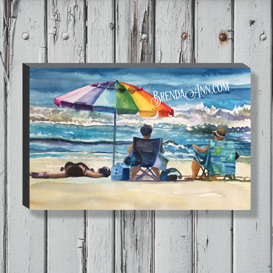 Stone Harbor Art - Ladies on the Beach Canvas Gallery Wrapped Print 