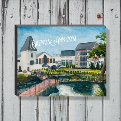 Renault Winery Watercolor Print - 1.25&quot; Deep Canvas Gallery Wrapped Egg Harbor New Jersey Beach House Art Wedding Gift