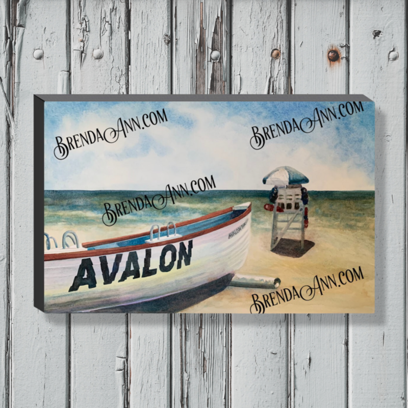 Avalon Art - Avalon NJ Lifeguard Boat on the Beach Canvas Gallery Wrapped Print