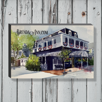 The Merion Inn Watercolor Print - 1.25" Deep Canvas Gallery Wrapped Cape May New Jersey Beach House Art Gift