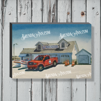 Stone Harbor Beach Patrol Watercolor Print - 1.25" Deep Canvas Gallery Wrapped New Jersey Beach House Art Gift