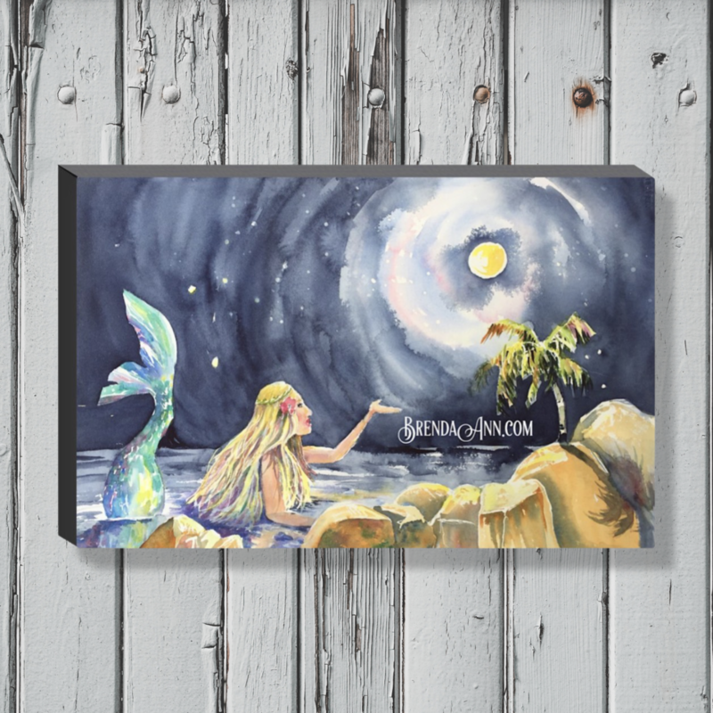 Mermaid Art - Moonglow Mermaid Canvas Gallery Wrapped Print