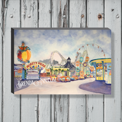Morey’s Piers and Boardwalk Watercolor Print - 1.25" Deep Canvas Gallery Wrapped Wildwood New Jersey Beach House Art Gift
