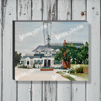 Yacht Club of Stone Harbor Watercolor Print - 1.25" Deep Canvas Gallery Wrapped New Jersey Beach House Art Wedding Gift