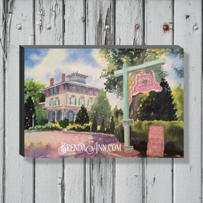 Southern Mansion Watercolor Print - 1.25" Deep Canvas Gallery Wrapped Cape May New Jersey Beach House Art Wedding Gift