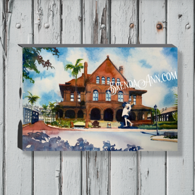 Custom House Watercolor Print - 1.25&quot; Deep Canvas Gallery Wrapped Key West Florida Keys Beach House Art Gift