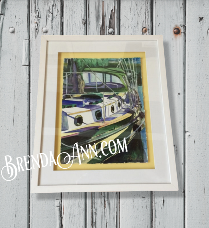 Key West Art - The Journey Sailboat FRAMED ORIGINAL Watercolor Painting