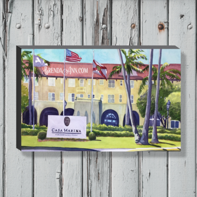 Casa Marina Watercolor Print - 1.25&quot; Deep Canvas Gallery Wrapped Key West Florida Keys Beach House Art Wedding Gift