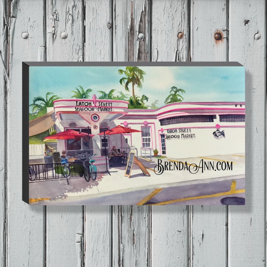 Key West Art - Eaton Street Seafood Market and Restaurant Canvas Gallery Wrapped Print 
