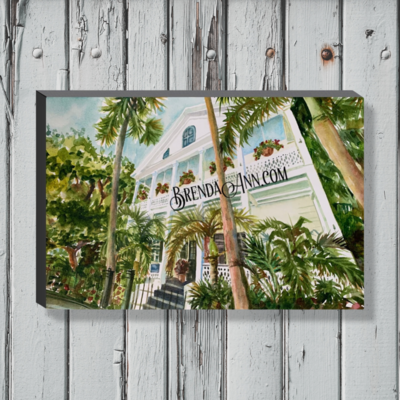 Old Town Manor Watercolor Print - 1.25&quot; Deep Canvas Gallery Wrapped Key West Florida Keys Beach House Art Gift